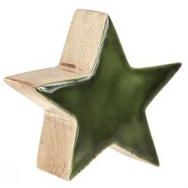 Prodotto Stella in legno verde stella naturale decorazione da tavolo in legno di mango Ø10cm 3 pz