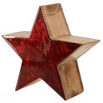 Prodotto Stella in legno Decorazione stella rossa naturale in legno di mango Ø24x10cm