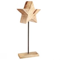 Prodotto Stella in legno naturale con base in asta decoro stella 20x9,5x50cm