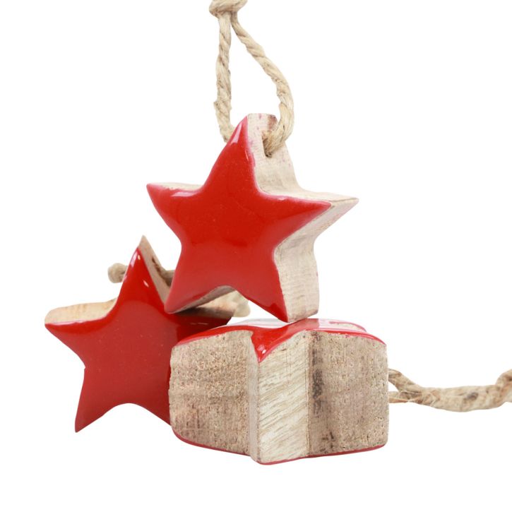 Prodotto Stella in legno Decorazioni per albero di Natale rosse, stelle decorative naturali 5 cm 24 pezzi