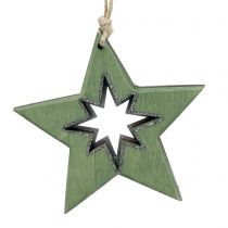 Prodotto Stella in legno con motivi Verde 11 cm 6 pezzi