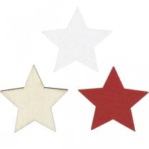 Prodotto Decorazione a dispersione stelle in legno naturale, rosso, bianco 3 cm mix 72 pezzi
