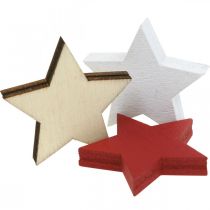 Prodotto Decorazione a dispersione stelle in legno naturale, rosso, bianco 3 cm mix 72 pezzi