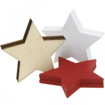 Prodotto Decorazioni sparse in legno stelle naturale, rosso, bianco 3 cm mix 72 pz