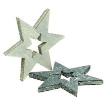 Stelle in legno 4cm grigie con glitter 72 pezzi