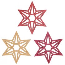 Prodotto Stelle in legno Decorazione natalizia Decorazione sparsa stelle Bacca 8 cm 16 pz