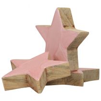 Prodotto Stelle decorative in legno Stelle Decorazione natalizia rosa lucido Ø5cm 8pz