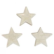 Stelle in legno stelle decorative legno craquelé oro bianco Ø5cm 8pz
