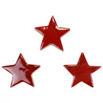 Stelle in legno stelle decorative rosse decorazione sparsa effetto lucido Ø5cm 12pz