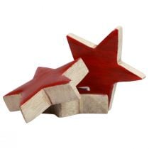 Stelle in legno stelle decorative rosse decorazione sparsa effetto lucido Ø5cm 12pz