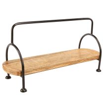 Prodotto Vassoio in legno Vassoio decorativo ovale allungato con manico 49×18×26 cm