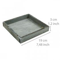 Prodotto Vassoio quadrato in legno grigio, vassoio decorativo bianco lavato 19×19 cm