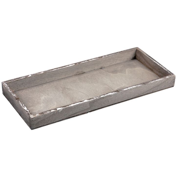 Vassoio in legno vassoio decorativo quadrato vintage legno grigio 35×15×3 cm
