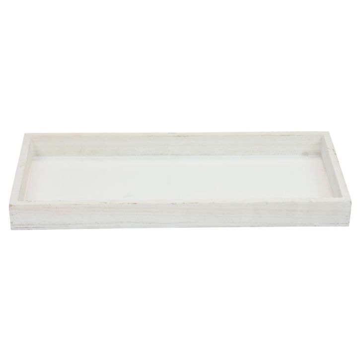Vassoio in legno bianco vassoio decorativo shabby chic legno 35×15×3cm