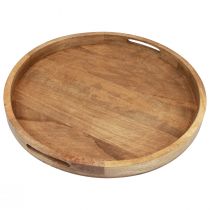 Vassoio in legno vassoio da portata rotondo in legno di mango naturale Ø48cm H4cm