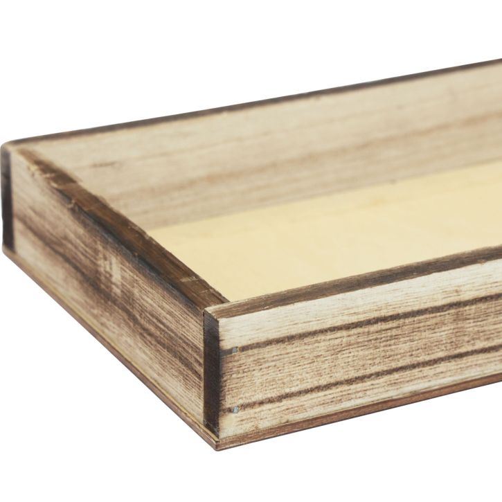 Prodotto Vassoio in legno fiammato, vassoio decorativo, decorazione rustica per la tavola, 24×12×3 cm