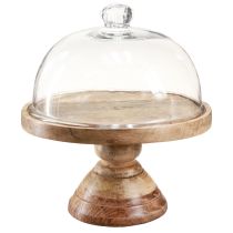 Prodotto Piatto in legno con cupola decorativa in vetro per formaggio Ø27cm H31cm