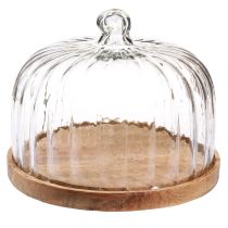 Prodotto Piatto in legno con cupola di formaggio piatto decorativo in legno Ø29cm H22cm