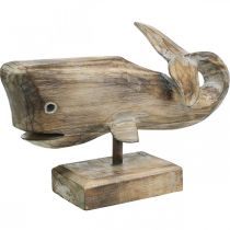 Balena deco legno balena decorazione marittima in legno teak natura 29cm