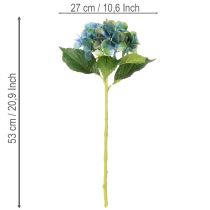 Prodotto Fiore di ortensia artificiale, blu-verde, stelo singolo decorativo, 53 cm