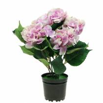 Ortensia fiori di seta in vaso lilla 35cm