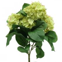 Bouquet di fiori artificiali artificiali di ortensia verde 5 fiori 42 cm