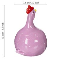 Prodotto Statuina di pollo in ceramica per decorazioni pasquali colorate in soggiorno e sui tavoli, 10,5 cm, 4 pezzi