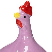 Prodotto Statuina di pollo in ceramica per decorazioni pasquali colorate in soggiorno e sui tavoli, 10,5 cm, 4 pezzi