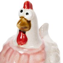 Prodotto Statuette di galline in ceramica per il soggiorno, simpatiche decorazioni pasquali per la tavola di casa, 11 cm, 2 pezzi