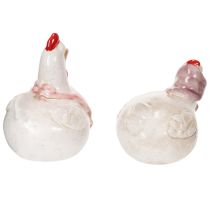 Prodotto Statuette di galline in ceramica per il soggiorno, simpatiche decorazioni pasquali per la tavola di casa, 11 cm, 2 pezzi