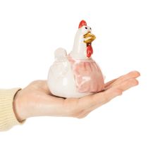 Prodotto Statuine di galline in ceramica per il soggiorno, simpatica decorazione da tavola pasquale per la casa, 11 cm, 2 pezzi