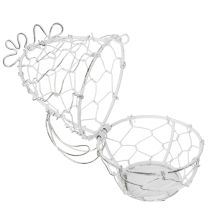 Prodotto Cestino in filo metallico a forma di gallina per le uova di Pasqua. Un'aggiunta deliziosa alle decorazioni pasquali. 14 cm.