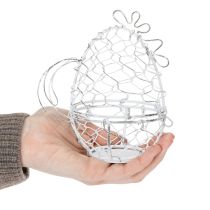 Prodotto Cestino in filo metallico a forma di gallina per le uova di Pasqua. Un'aggiunta deliziosa alle decorazioni pasquali. 14 cm.