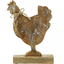Prodotto Pollo in legno, decoro primaverile, figura pasquale naturale, lavato bianco H26cm