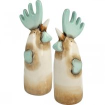 Prodotto Decorazione da cucina in ceramica a forma di gallo, colore azzurro marrone, altezza 23 cm, 2 pezzi