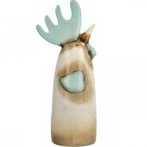 Prodotto Decorazione da cucina in ceramica a forma di gallo, colore azzurro marrone, altezza 23 cm, 2 pezzi