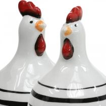 Prodotto Pollo decorativo in ceramica bianco con strisce nere rotondo Ø 7cm H11cm 3 pz