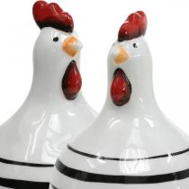 Prodotto Pollo decorativo in ceramica bianca con strisce nere tonde Ø 7cm H11cm 3pz