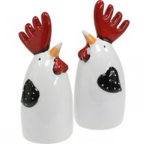 Prodotto Decorazione della tavola del gallo bianco rosso del pollo di ceramica 7×6×15cm 2pcs