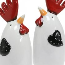 Prodotto Decorazione da tavolo in ceramica con gallo rosso e bianco 7×6×15cm 2 pezzi