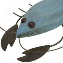 Aragosta in legno e metallo decoro marittimo blu 15x12cm