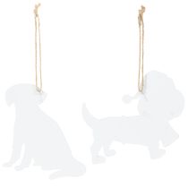 Prodotto Decorazione natalizia a forma di cane, ornamento decorativo da appendere, cane con sciarpa e cappello, 12 cm, 2 pezzi