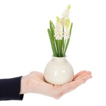Prodotto Vaso di fiori artificiali Giacinti bianchi per elegante decorazione da tavola e arredamento 20 cm