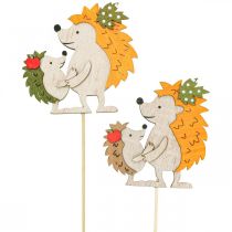 Prodotto Riccio con bastoncino di fiori con decorazione autunnale per bambini in legno 8,5 cm 8 pezzi