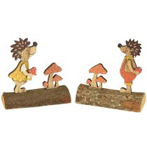 Prodotto Riccio con funghi figura autunnale riccio in legno giallo/arancione H11cm set da 6