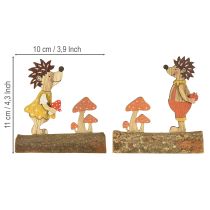 Prodotto Riccio con funghi figura autunnale riccio in legno giallo/arancione H11cm set da 6