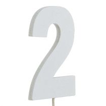 Numero anniversario &quot;2&quot; sul bastone bianco L27cm 10 pezzi