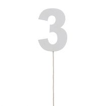 Prodotto Numero anniversario &quot;3&quot; sul bastone bianco L27cm 10 pezzi