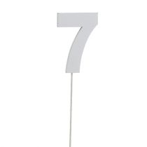 Numero anniversario &quot;7&quot; sul bastone bianco L27cm 10 pezzi