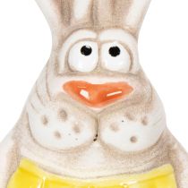 Prodotto Statuette di coniglietti pasquali, decorazioni in ceramica dipinte a mano, design divertente per le decorazioni pasquali, 11 cm, 4 pezzi